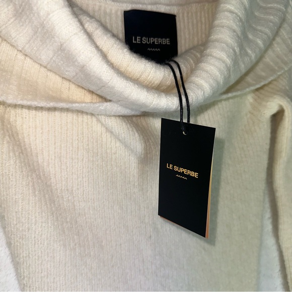 NEW LE SUPERBE Jackpot Ribbed Knit Off Shoulder Midi Dress S $545 Wool Cashmere - Picture 9 of 12